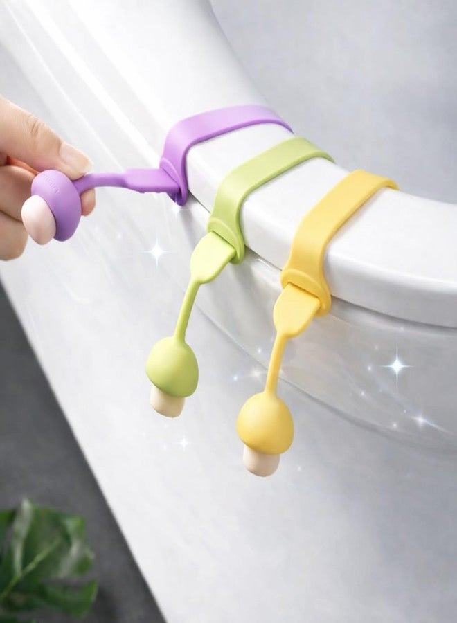 YTM Silicone Toilet Seat Lifter 3 Pcs | Mushroom Design Toilet Seat Cover Lifter Clip | Self-Adhesive Touch-Free Toilet Lid Handle for Hygienic Bathroom Use, Home & Office (Multicolour) - Image 1